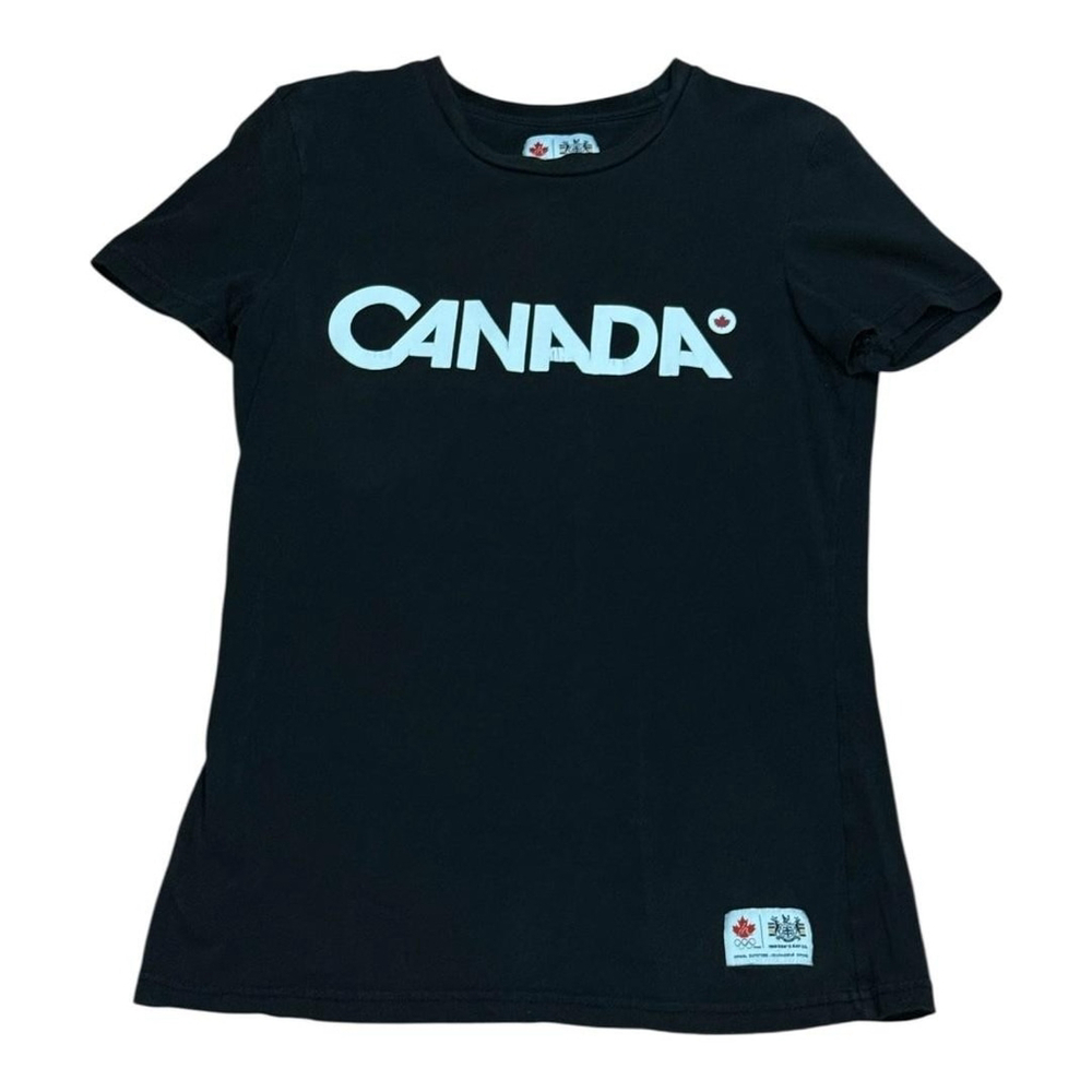 Hudson's Bay Canada Shirt Womens Small Black Olympic Team Maple Leaf Logo Tee